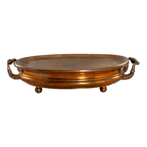 Vintage Copper Ornate Marked J M French Country Chafing Warming Dish - Picture 1 of 13